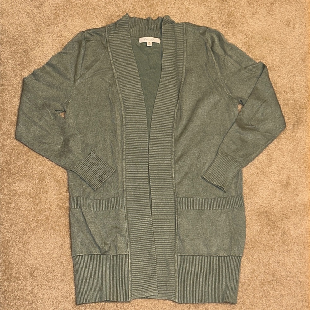 Active USA Long Green Open Cardigan sz Medium